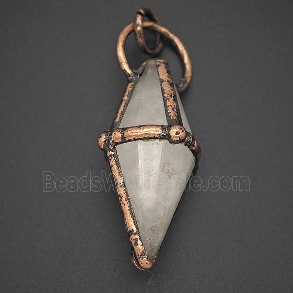 Gemstone Pendant, Red Copper Plated