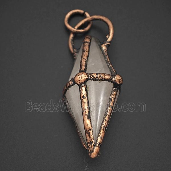 Gemstone Pendant, Red Copper Plated