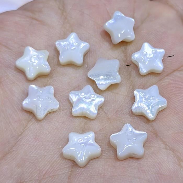 White MOP Shell Star Beads Smileface