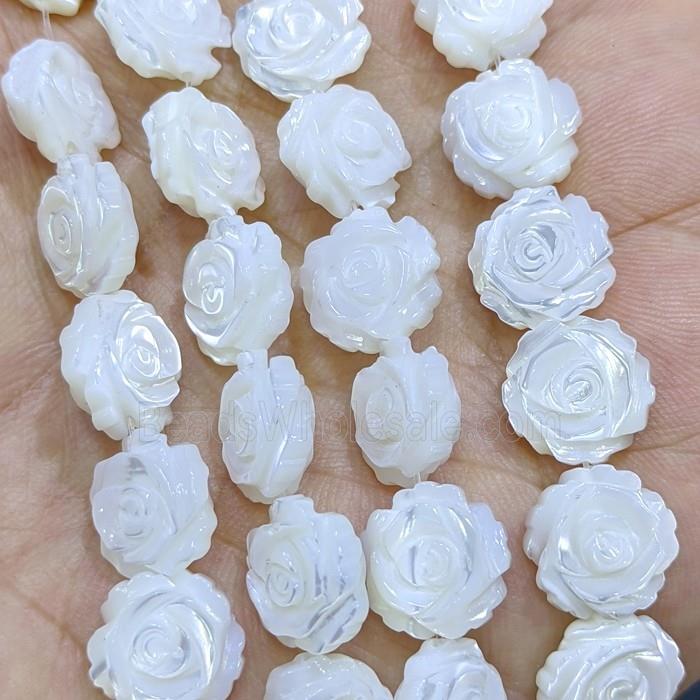 White MOP Shell Flower Beads