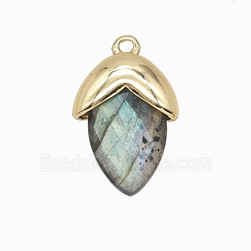 Labradorite Oval Pendant Copper Gold Plated