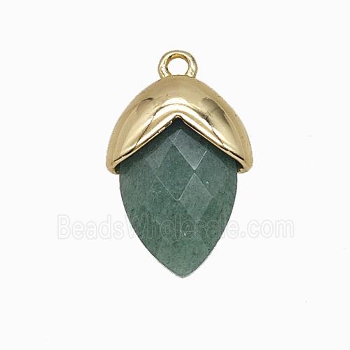 Green Strawberry Quartz Oval Pendant Copper Gold Plated