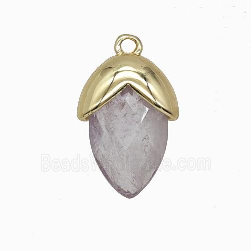 Lt.purple Amethyst Oval Pendant Copper Gold Plated