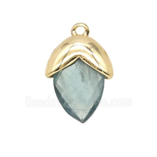Green Fluorite Oval Pendant Copper Gold Plated