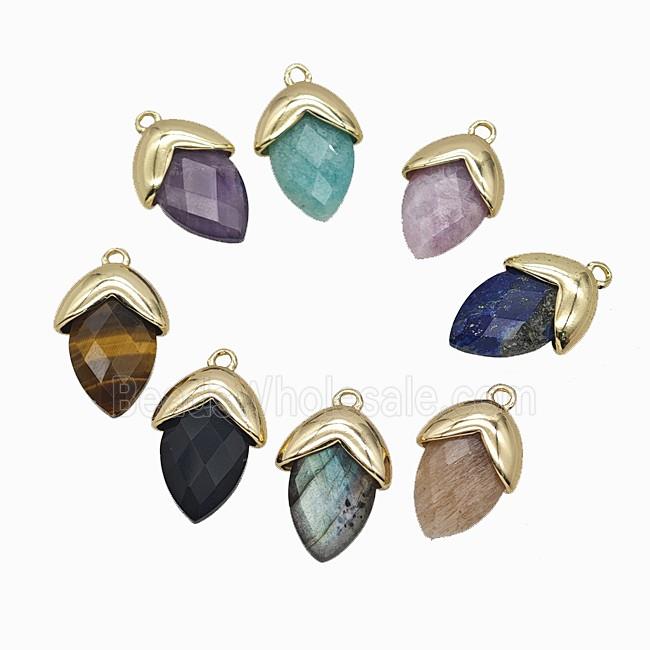 Mix Gemstone Oval Pendant Copper Gold Plated