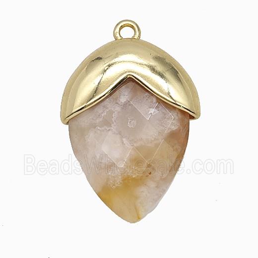 Sakura Agate Oval Pendant Copper Gold Plated
