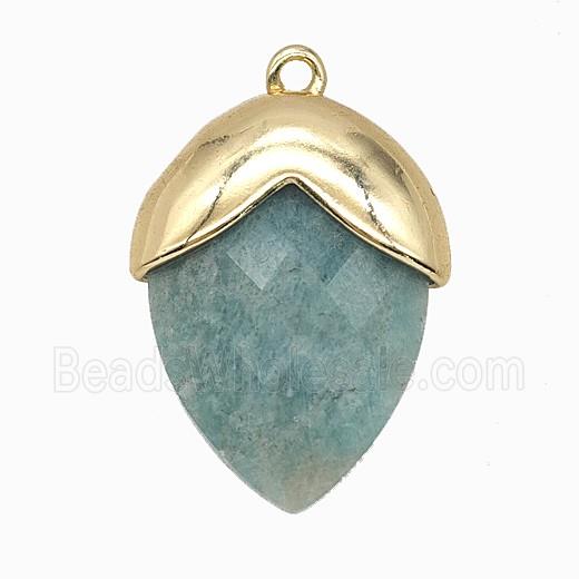 Green Amazonite Oval Pendant Copper Gold Plated