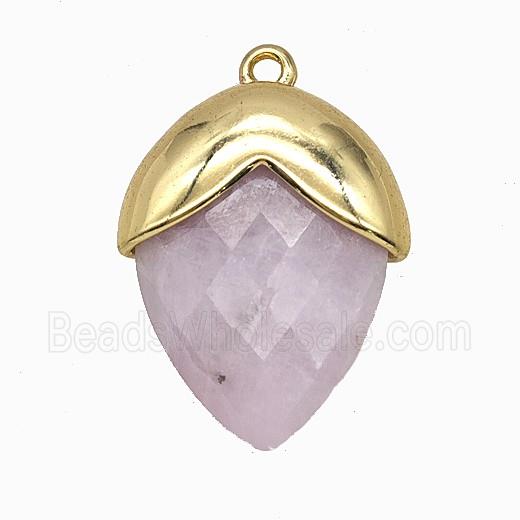Lavender Kunzite Oval Pendant Copper Gold Plated