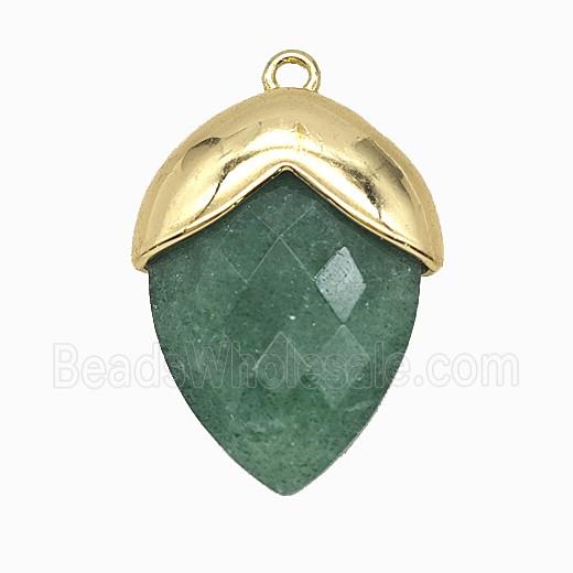 Green Strawberry Quartz Oval Pendant Copper Gold Plated