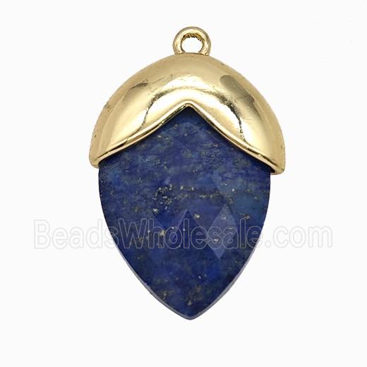Blue Lapis Lazuli Oval Pendant Copper Gold Plated