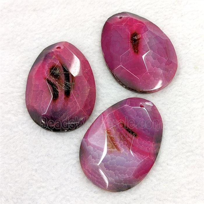 Natural Agate Slice Pendant Faceted Red Dye
