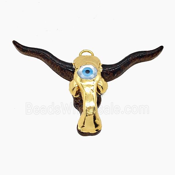 Resin Bull-head Pendant Gold Plated