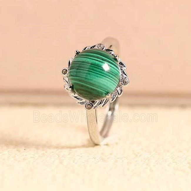 Green Malachite Copper Rings Platinum Plated