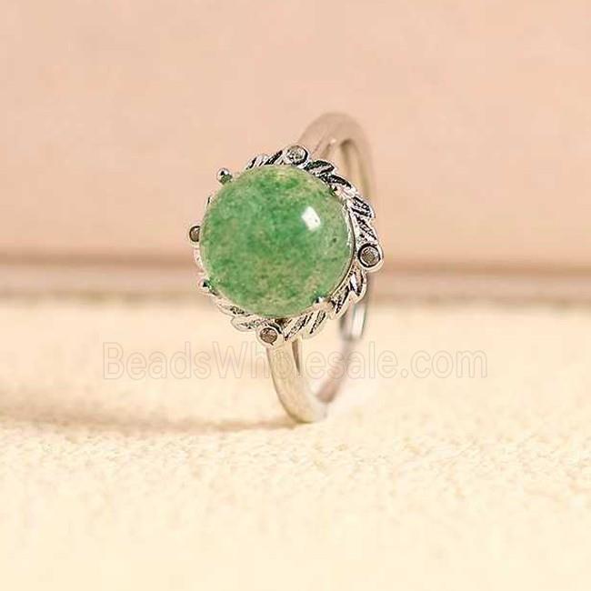 Green Strawberry Quartz Copper Rings Platinum Plated
