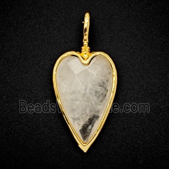 Natural Clear Quartz Heart Pendant Gold Plated