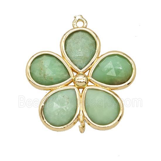 Green Chrysoprase Flower Connector Gold Plated