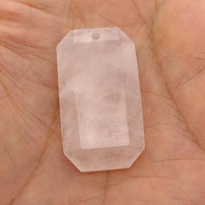 Natural Rose Quartz Rectangle Pendant Faceted