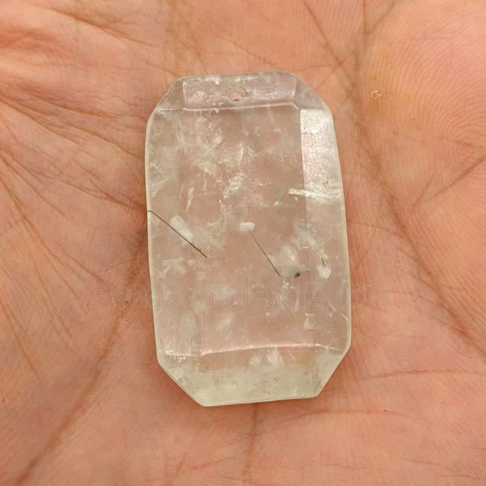 Natural Prehnite Rectangle Pendant Faceted