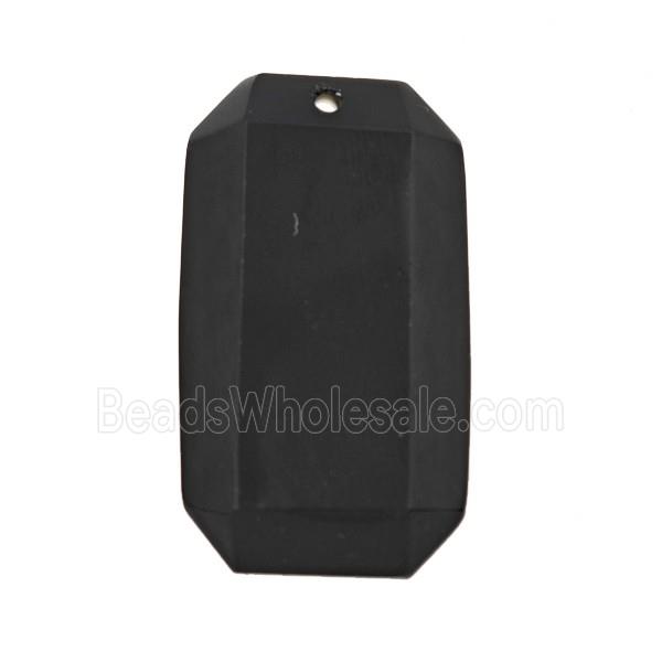 Natural Black Obsidian Rectangle Pendant Faceted
