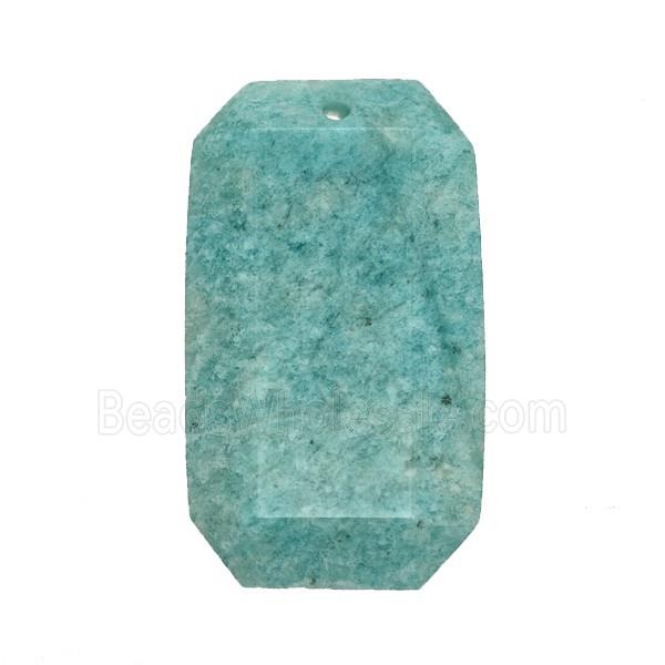 Natural Green Amazonite Rectangle Pendant Faceted