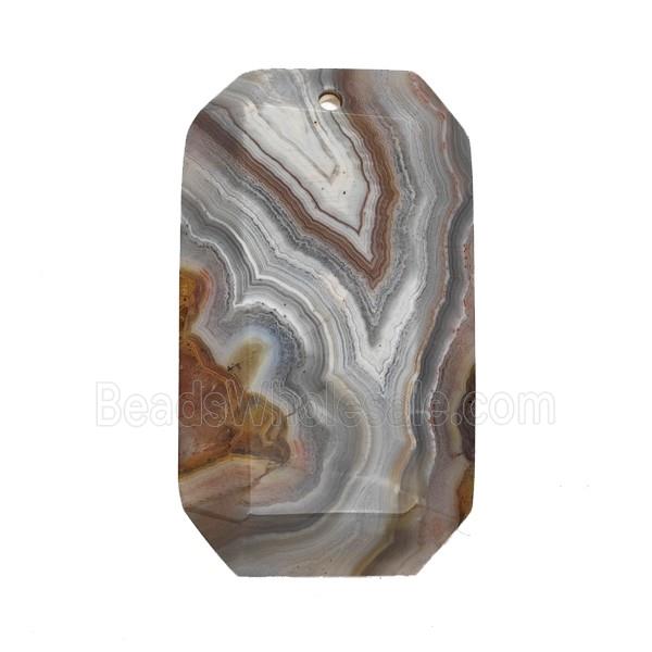 Natural Botswana Agate Rectangle Pendant Faceted