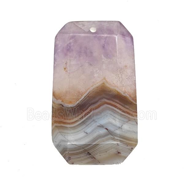 Natural Aurora Amethyst Agate Rectangle Pendant Faceted