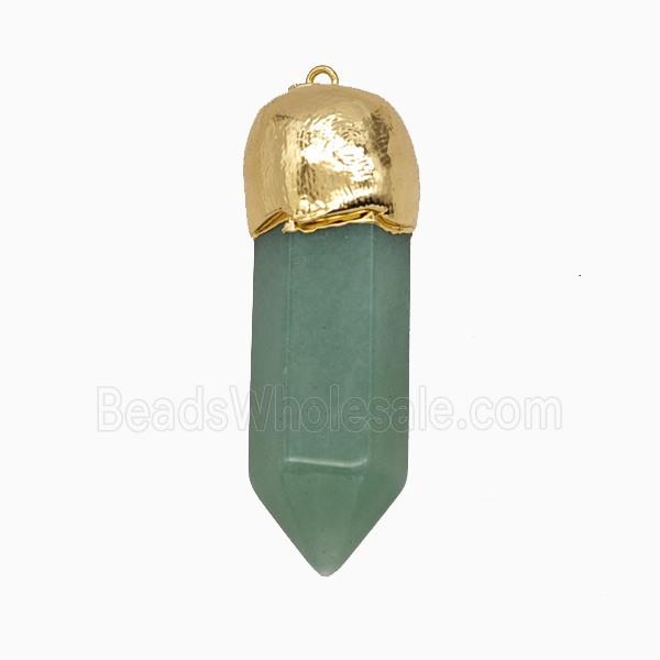 Green Aventurine Prism Pendant Gold Plated