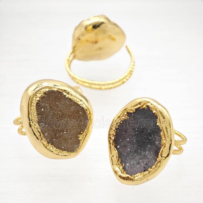 Agate Druzy Rings Copper Gold Plated