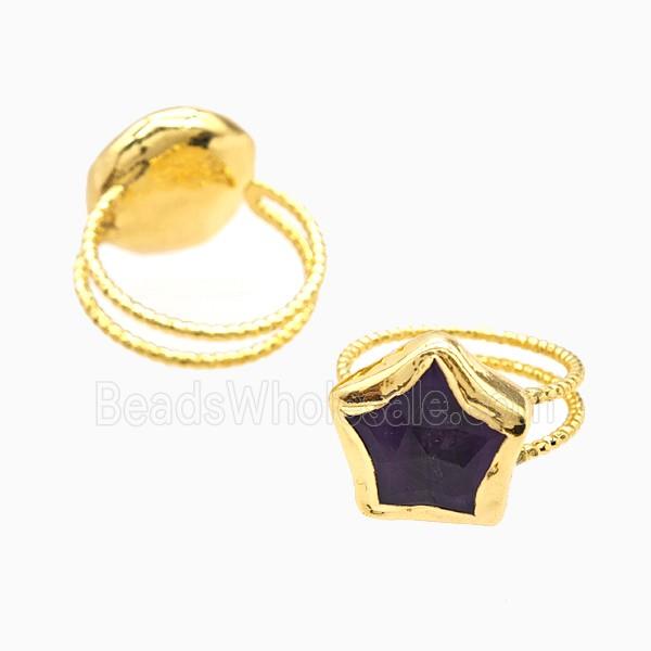 Amethyst Star Rings Copper Gold Plated