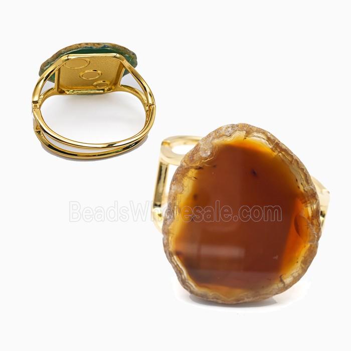 Orange Dye Agate Copper Bangle Gold Plated