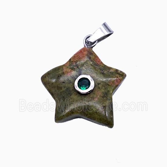 Unakite Star Pendant Pave Zirconia