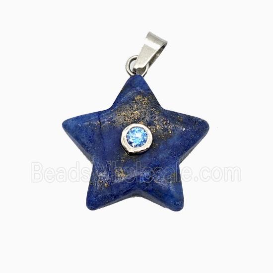 Blue Lapis Lazuli Star Pendant Pave Zirconia
