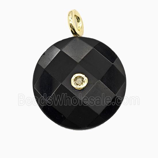 Black Obsidian Sun Pendant Pave Zirconia