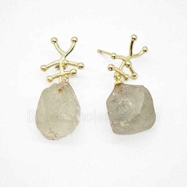 Crystal Quartz Stud Earrings Gold Plated