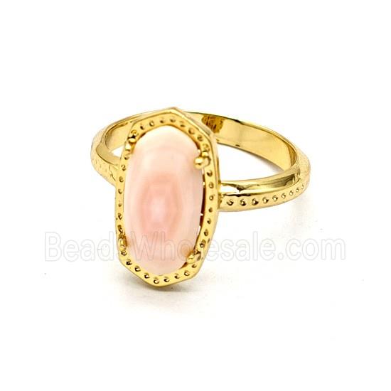 Pink Queen Shell Copper Rings Gold Plated