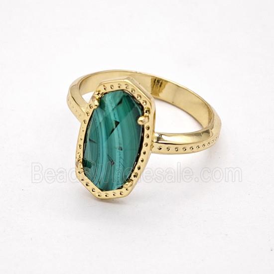 Green Malachite Copper Rings Gold Plated
