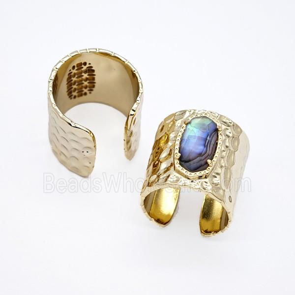 Abalone Shell Copper Rings Gold Plated