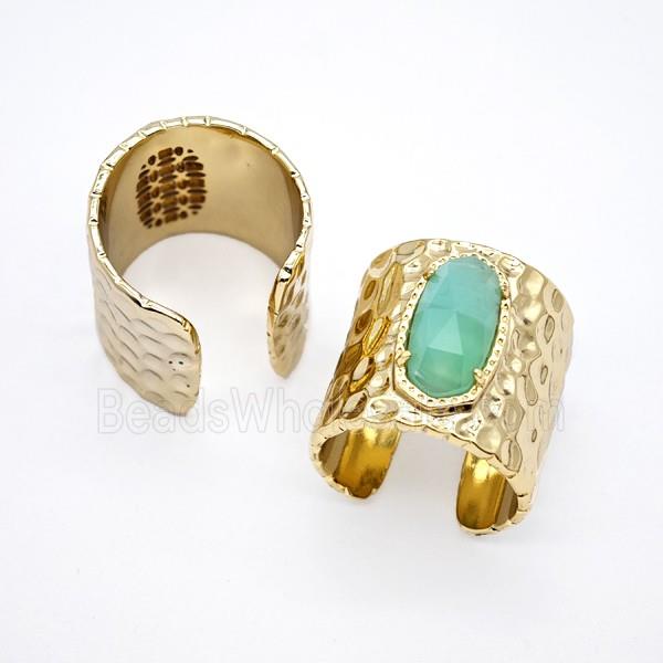 Green Chrysoprase Copper Rings Gold Plated