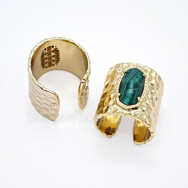 Green Malachite Copper Rings Gold Plated