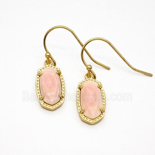 Pink Queen Shell Copper Hook Earrings Gold Plated