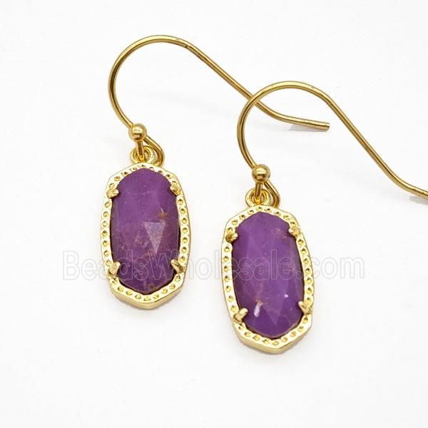 Purple Phosphosiderite Copper Hook Earrings Gold Plated