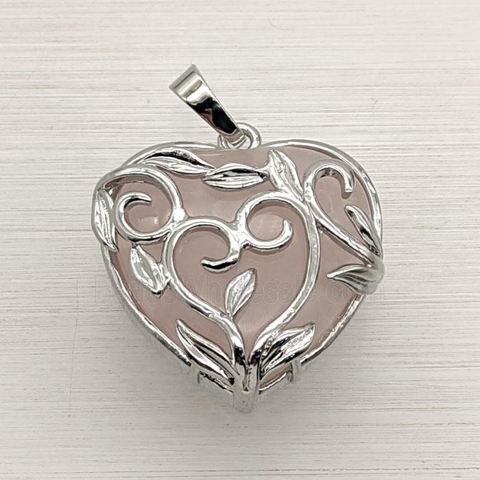 Pink Rose Quartz Heart Pendant