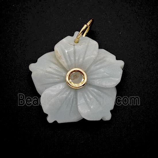Amazonite Flower Pendant Pave Zirconia