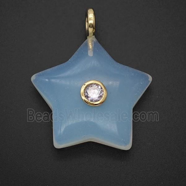 Opalite Star Pendant Pave Zirconia
