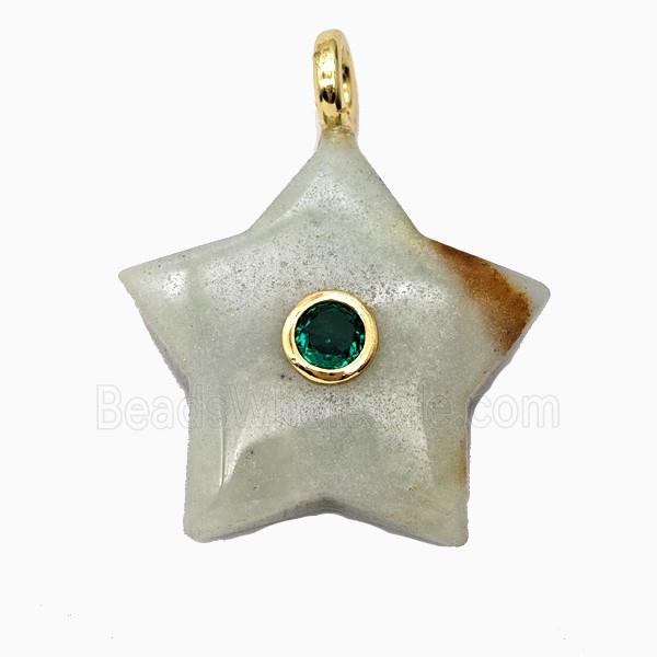Chinese Amazonite Star Pendant Pave Zirconia