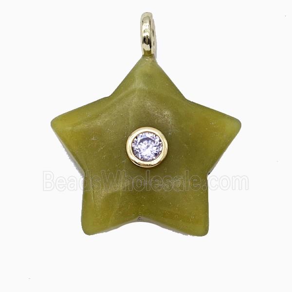 Lemon Jade Star Pendant Pave Zirconia