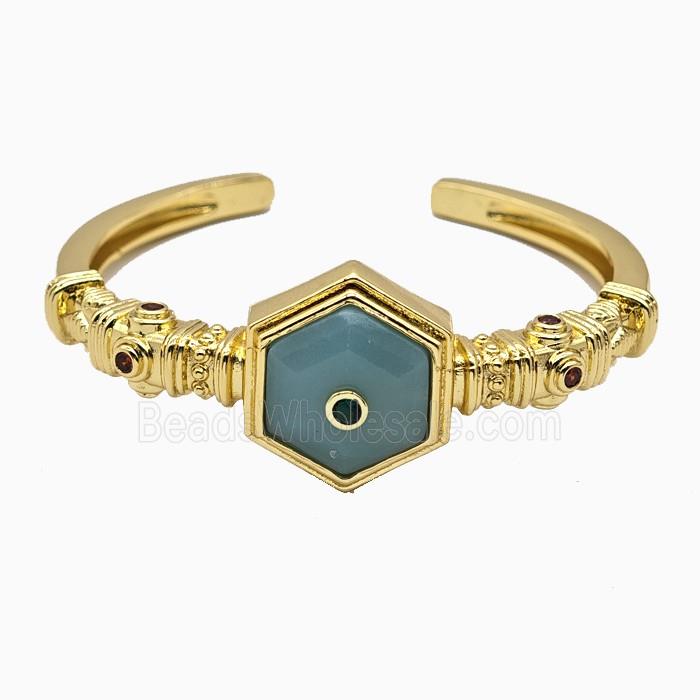 Copper Bangle Pave Amazonite Gold Plated
