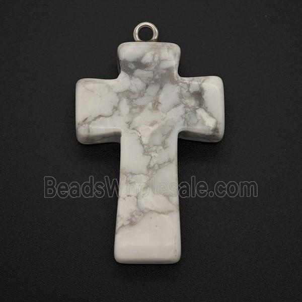 White Howlite Turquoise Cross Pendant