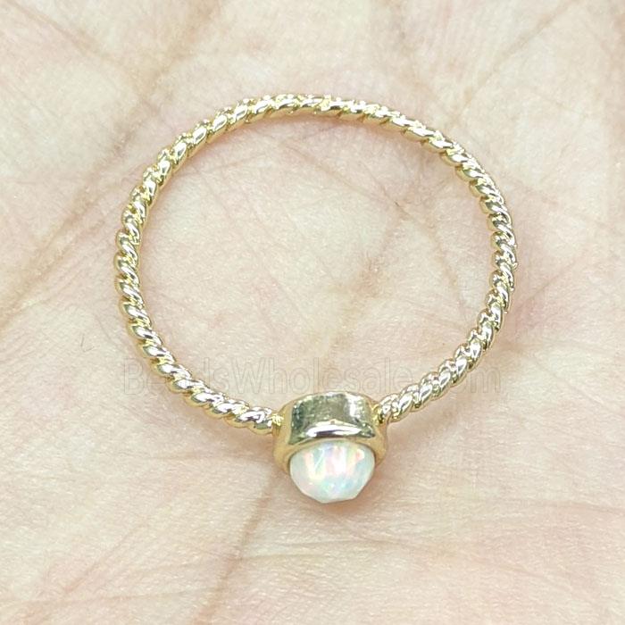 Copper Rings Pave Fireopal Gold Plated