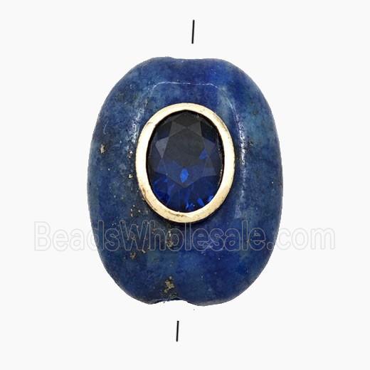 Blue Dye Lapis Lazuli Oval Beads Pave Zirconia